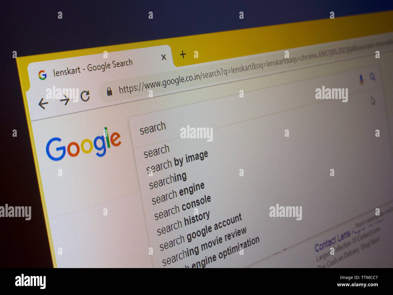 Google Suche Optionen Stockfoto