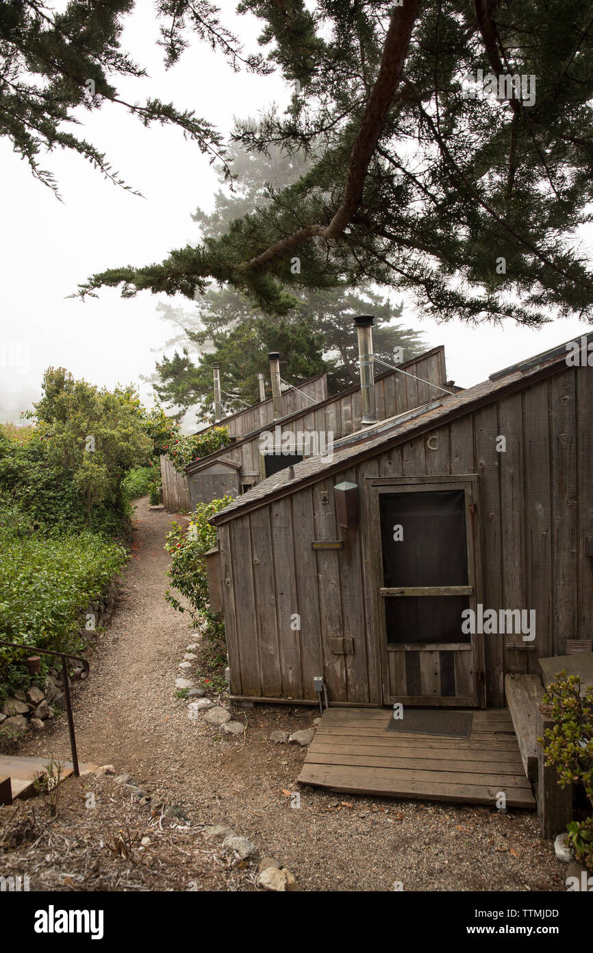 USA, Kalifornien, Big Sur, Esalen, die Häuser am Esalen Institut Stockfoto