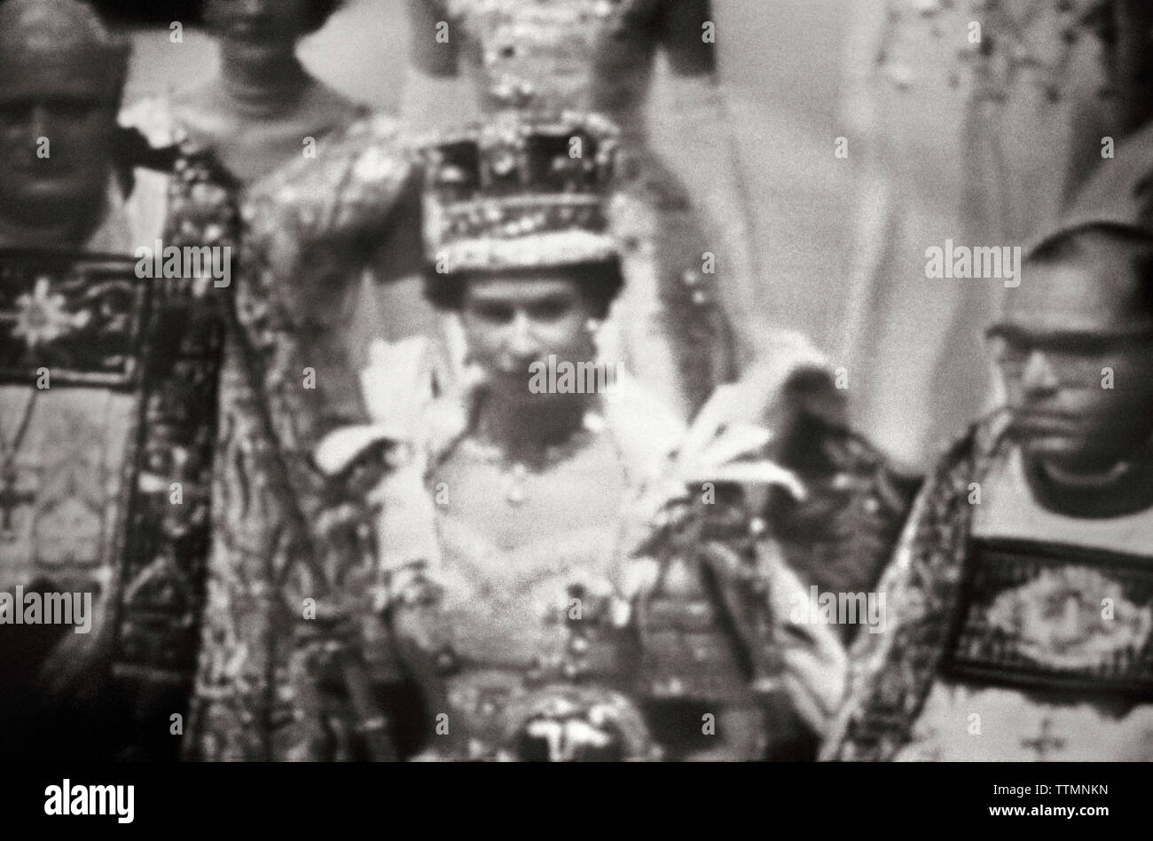 ENGLAND, London, Foto einer jungen Königin Elizabeth II (B&W) Stockfoto