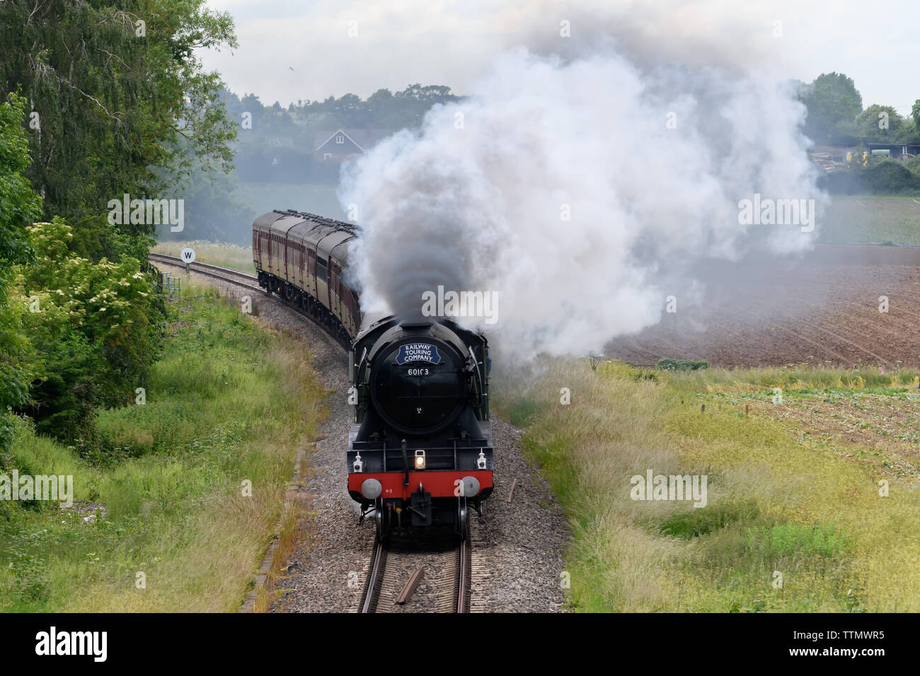 Flying Scotsman Dampf Motor von Worcester nach London Paddington Stockfoto