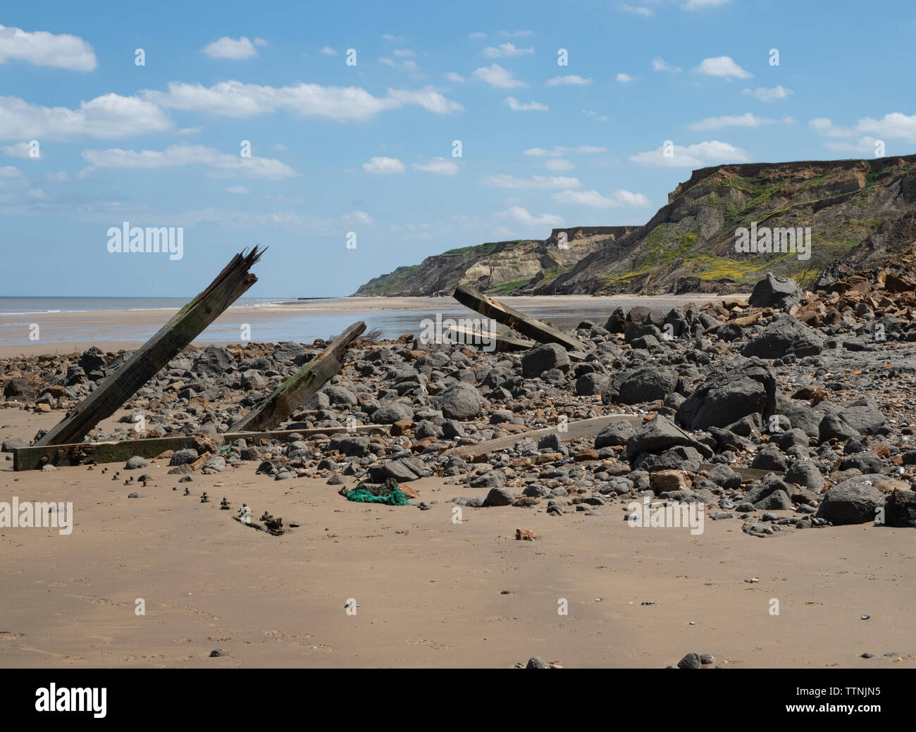 Sidestrand Klippe fallen und Beach, Norfolk, Juni 2019 Stockfoto