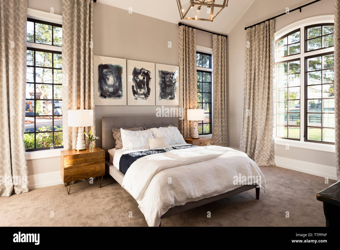 Innenraum der modernen Schlafzimmer zu Hause Stockfoto