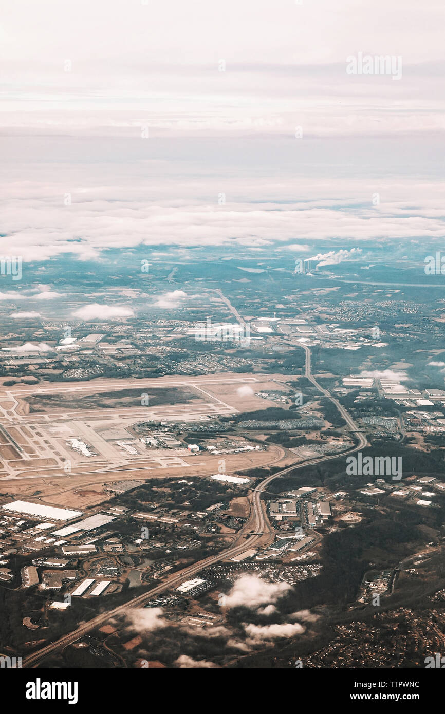 Aus dem Flugzeug Fenster Stockfoto