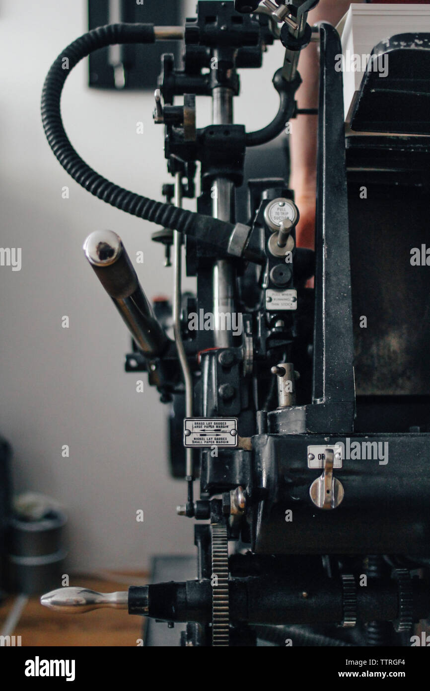 Close-up-Druckmaschine in der Factory Stockfoto