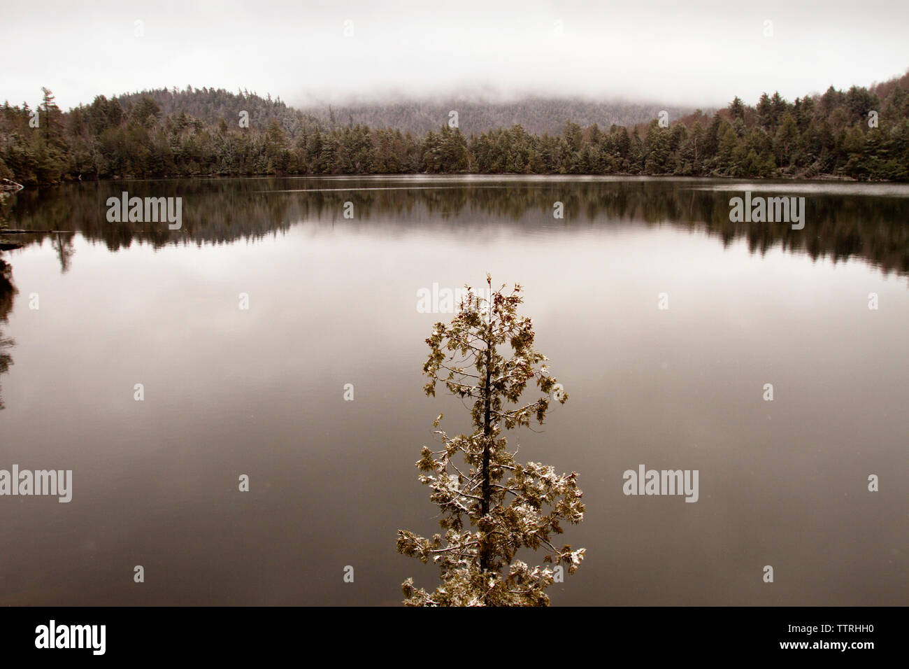Malerischer Blick auf den See und die Berge an der Adirondack Mountains Stockfoto