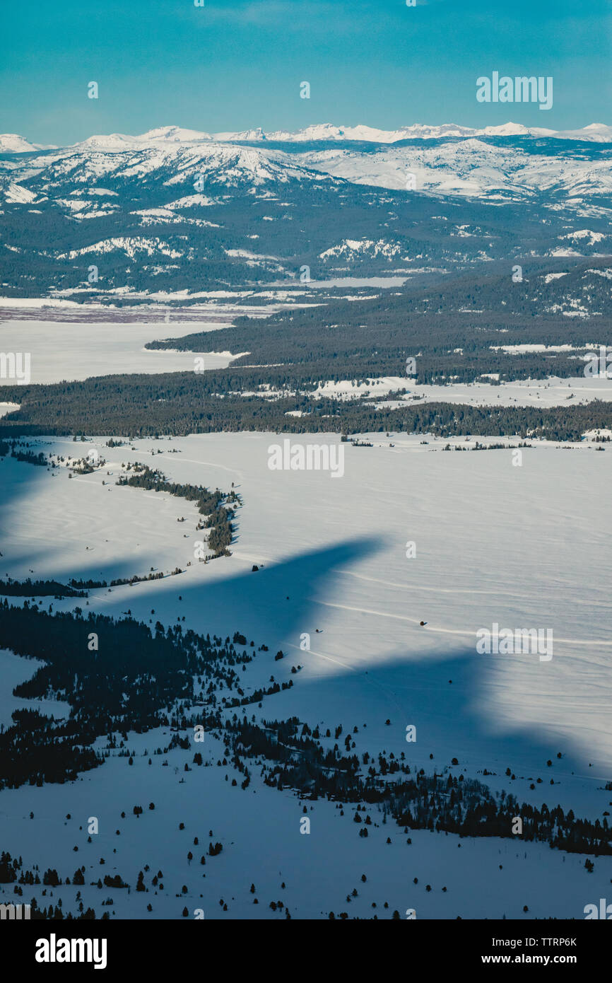 Anzeigen von Jackson Hole Valley und die Teton Schatten im Winter Stockfoto