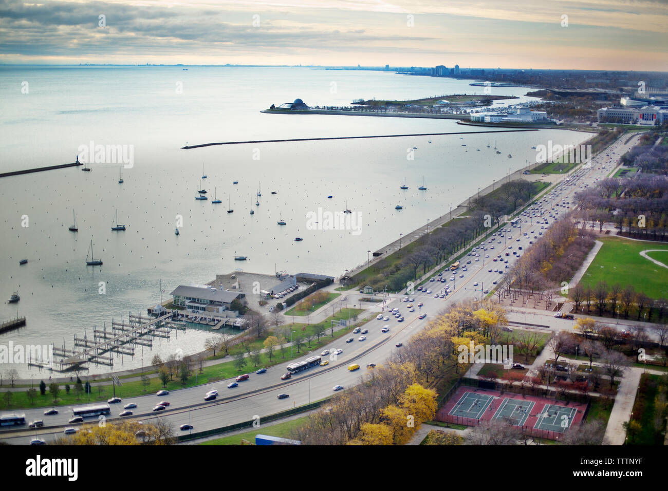 Luftaufnahme von Monroe Harbor Stockfoto