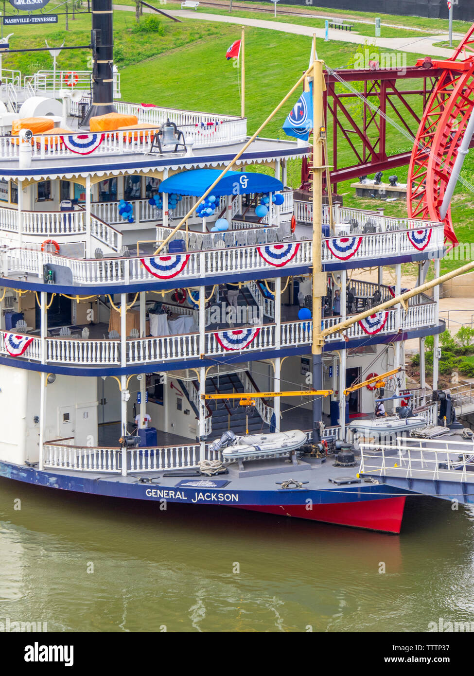 Der General Jackson Showboat Anker auf dem Cumberland River Nashville Tennessee USA. Stockfoto