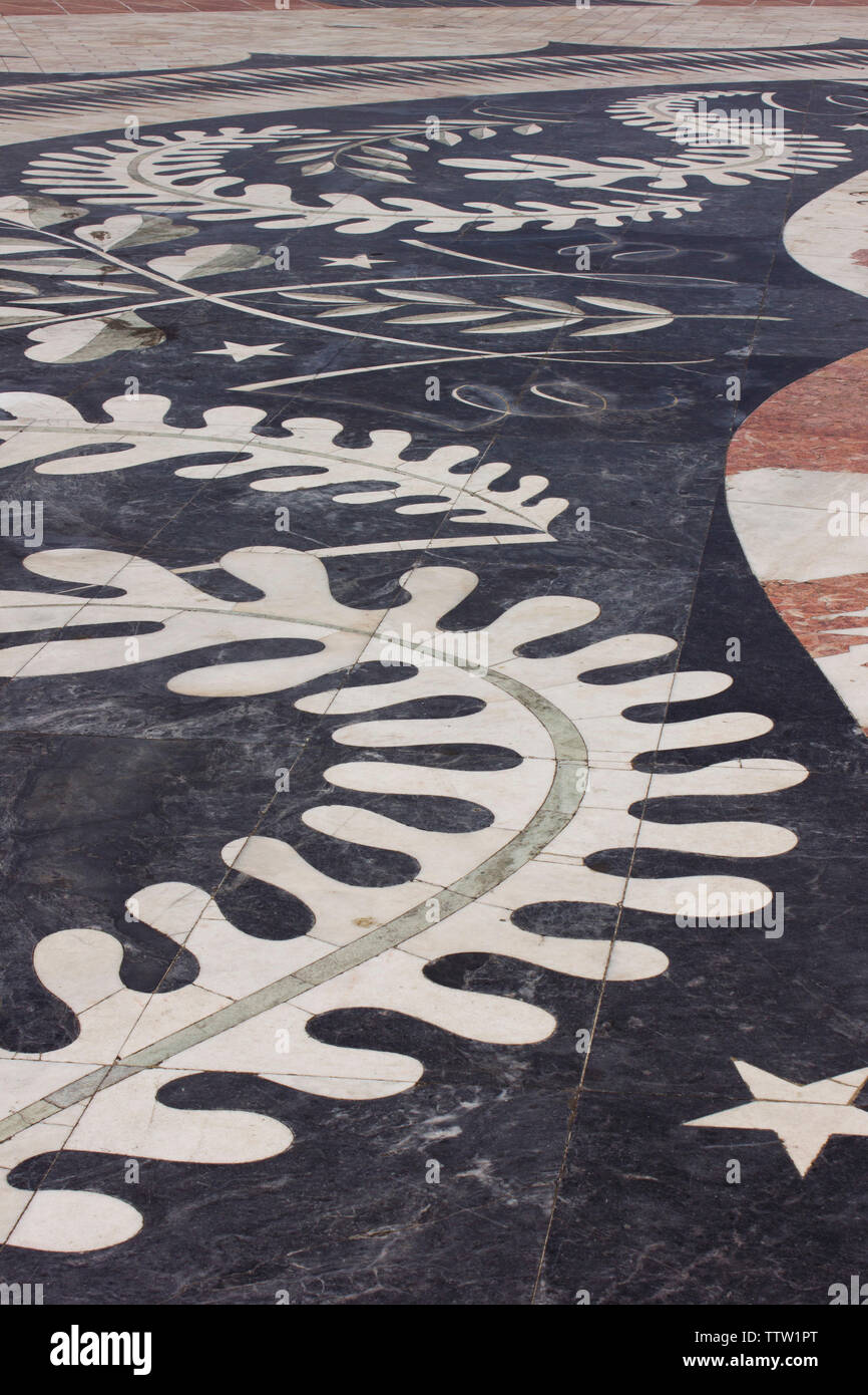 Detail aus Granit inlay in einem Lissabon Plaza. Stockfoto