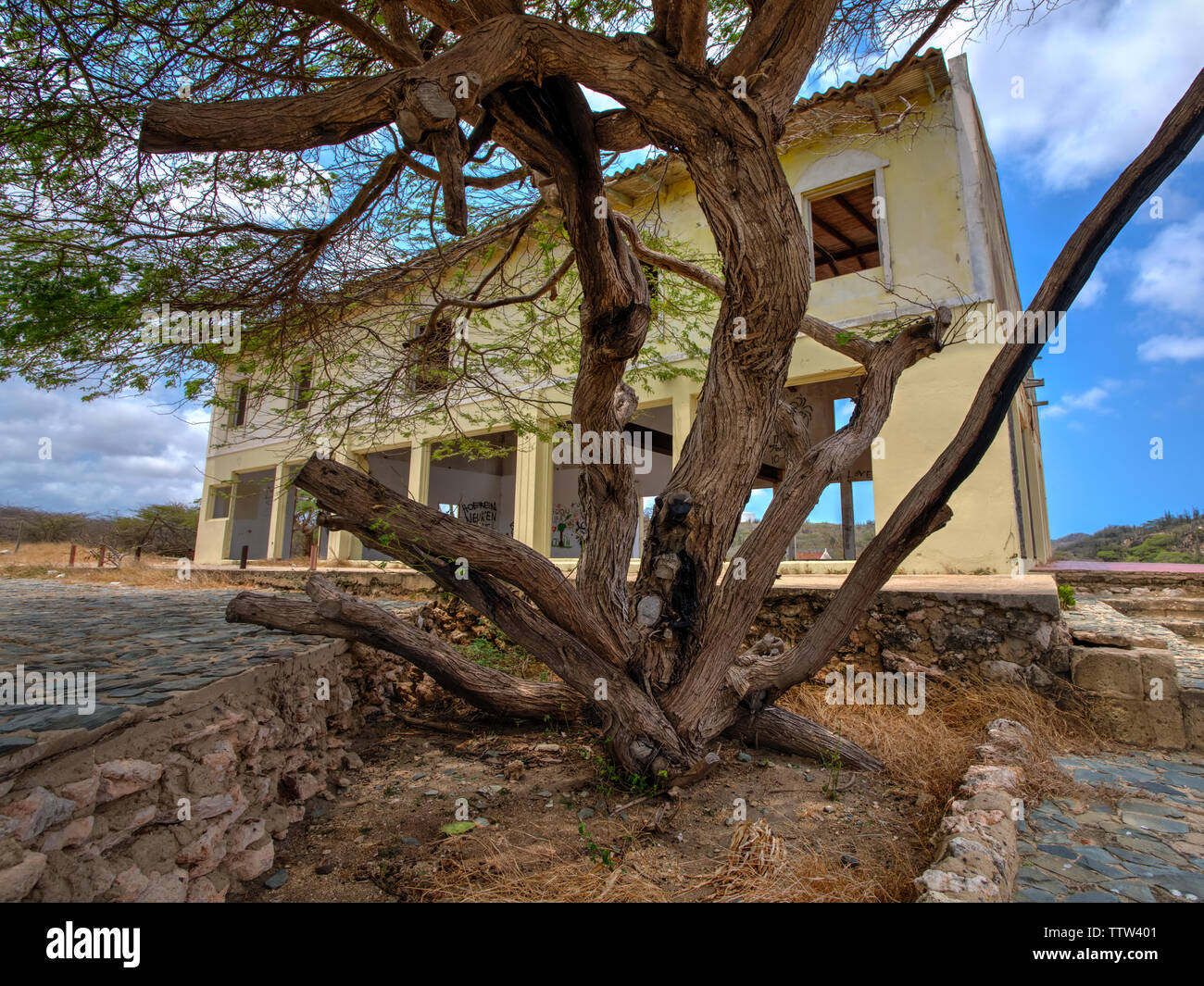 Balashi Gold Mühlen Ruinen, Aruba Stockfoto