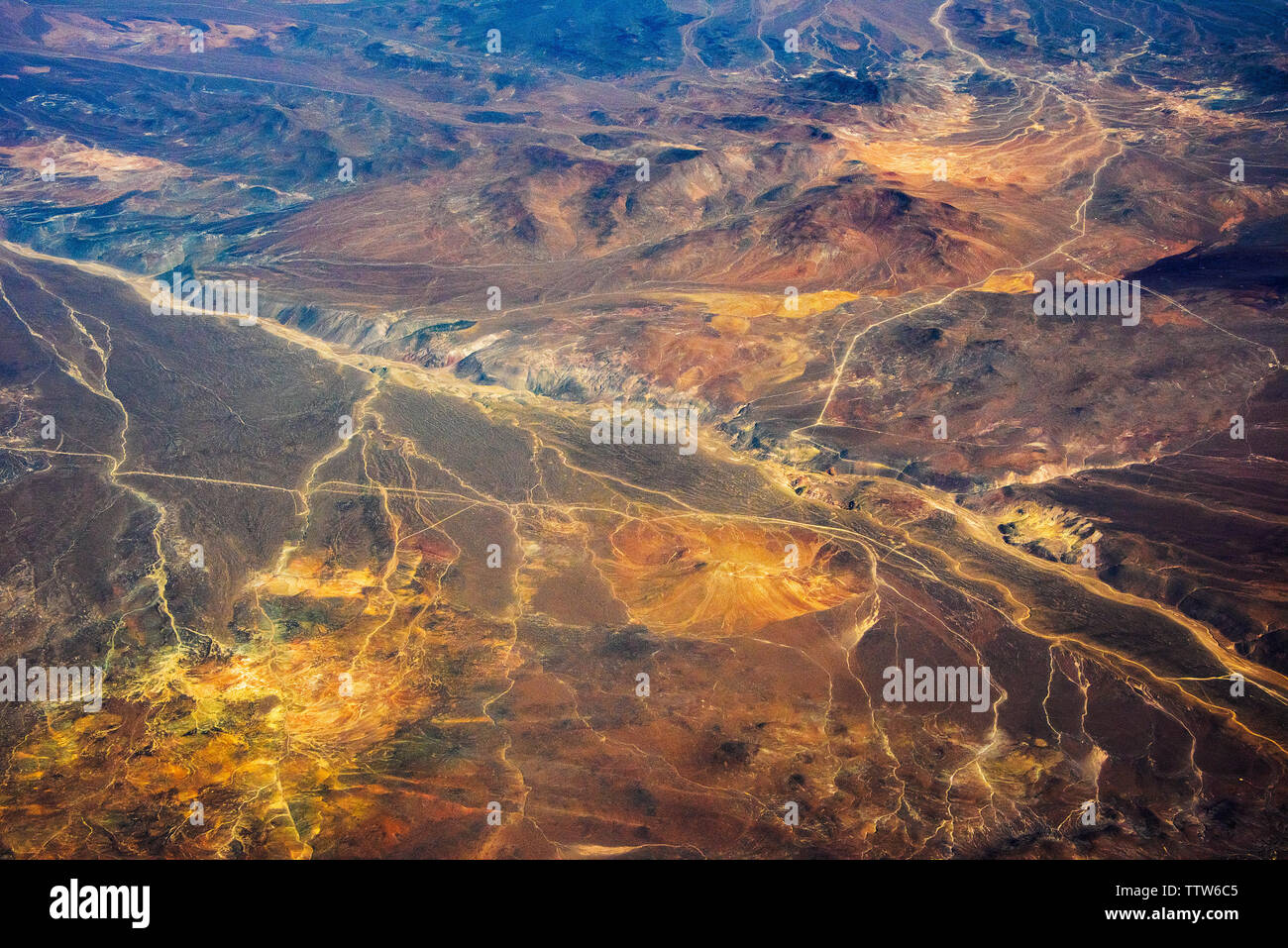 Luftaufnahme von Land Muster auf der Atacama-wüste, Chile Stockfoto