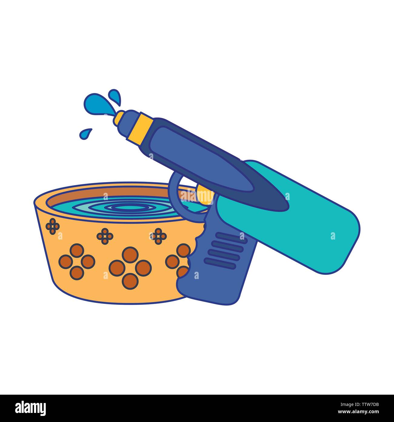 Wasser Pistole Pistole Spielzeug cartoon blaue Linien Stock Vektor