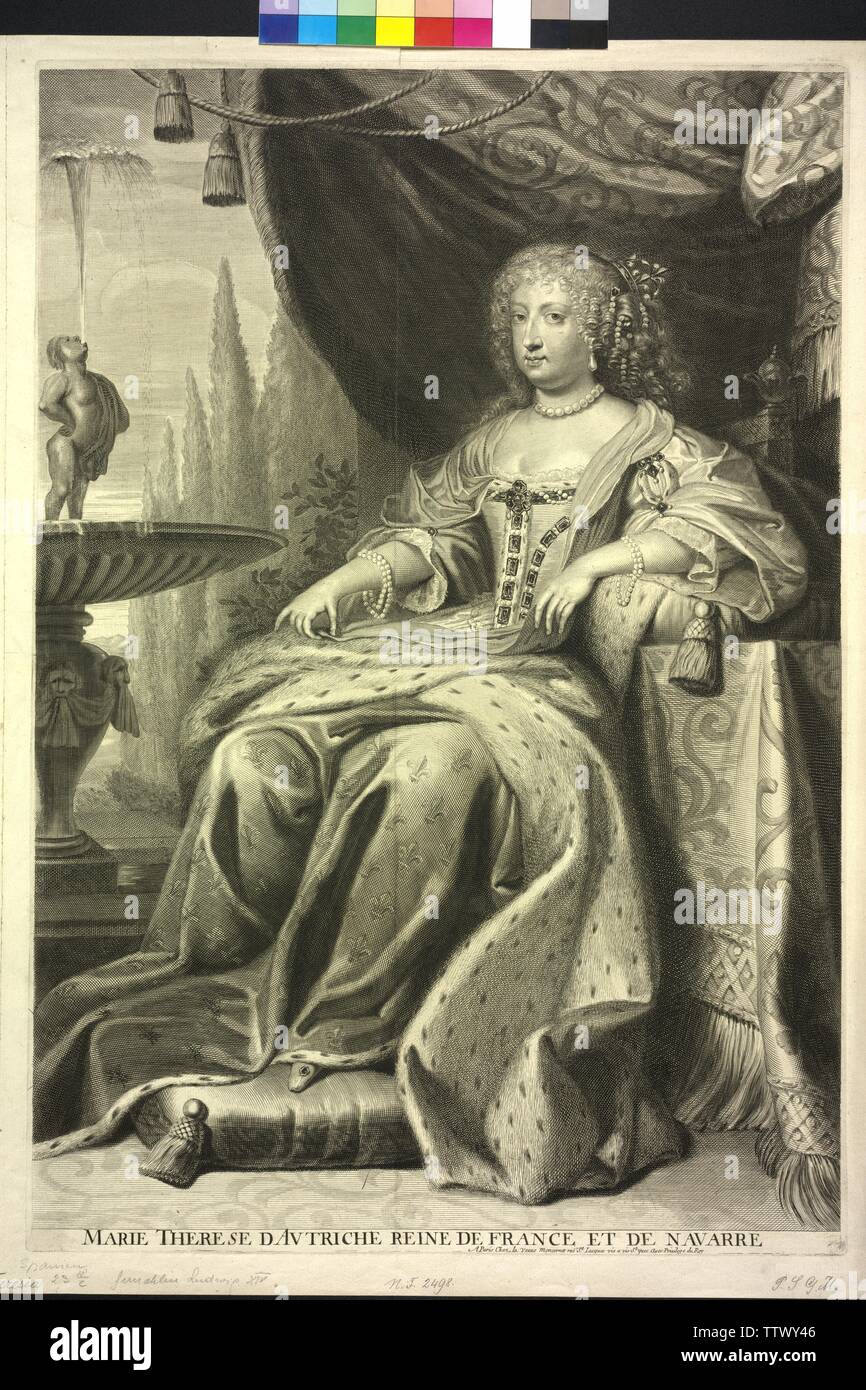 Maria Theresia, Infantin von Spanien, Kupferstich, Additional-Rights - Clearance-Info - Not-Available Stockfoto