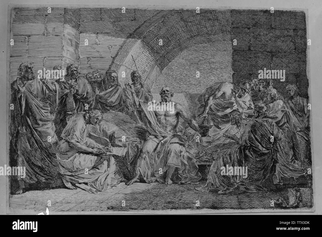 Abel, Joseph, der diktiert Okrates-letzten Willen. ", Gravur 1800, Additional-Rights - Clearance-Info - Not-Available Stockfoto