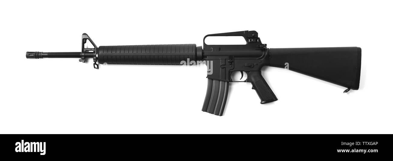 Gewehr auf einem weißen Hintergrund Stockfoto