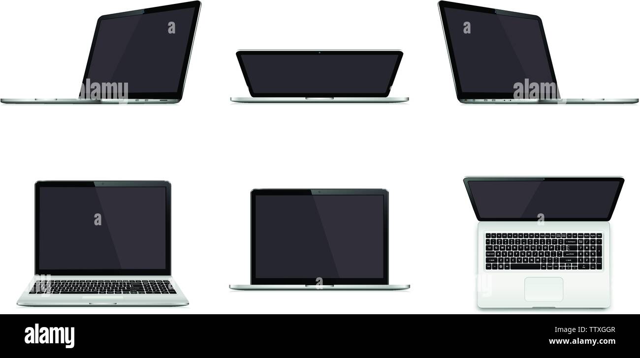 Moderne Laptop mit leeren Bildschirm auf weißem Hintergrund Stock Vektor