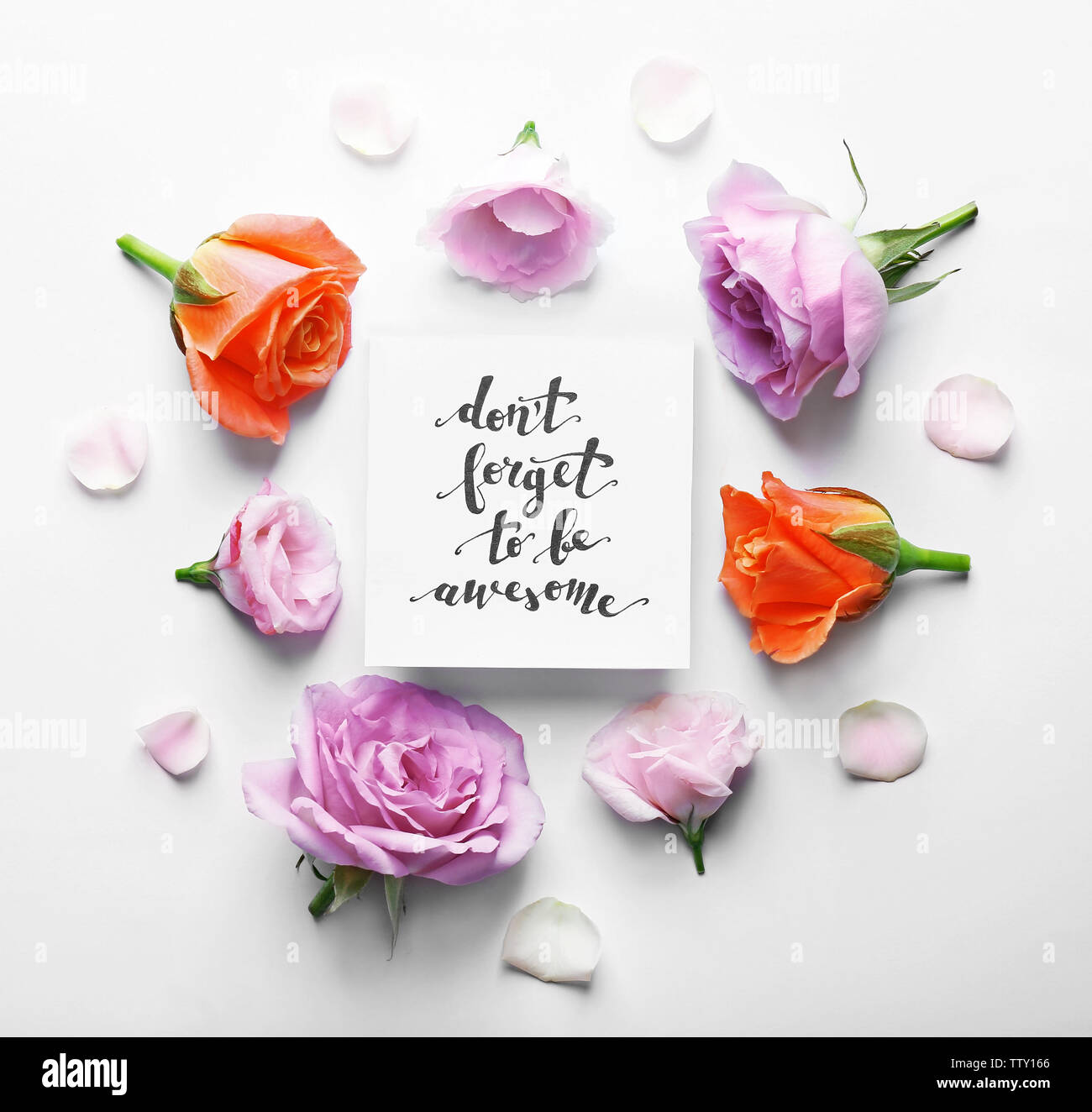 Aufschrift "VERGISS NICHT EHRFÜRCHTIG' auf Papier mit Blumen auf weißem Hintergrund geschrieben werden Stockfoto Aufschrift "VERGISS NICHT EHRFÜRCHTIG' auf Papier mit Blumen auf weißem Hintergrund geschrieben werden Stockfoto