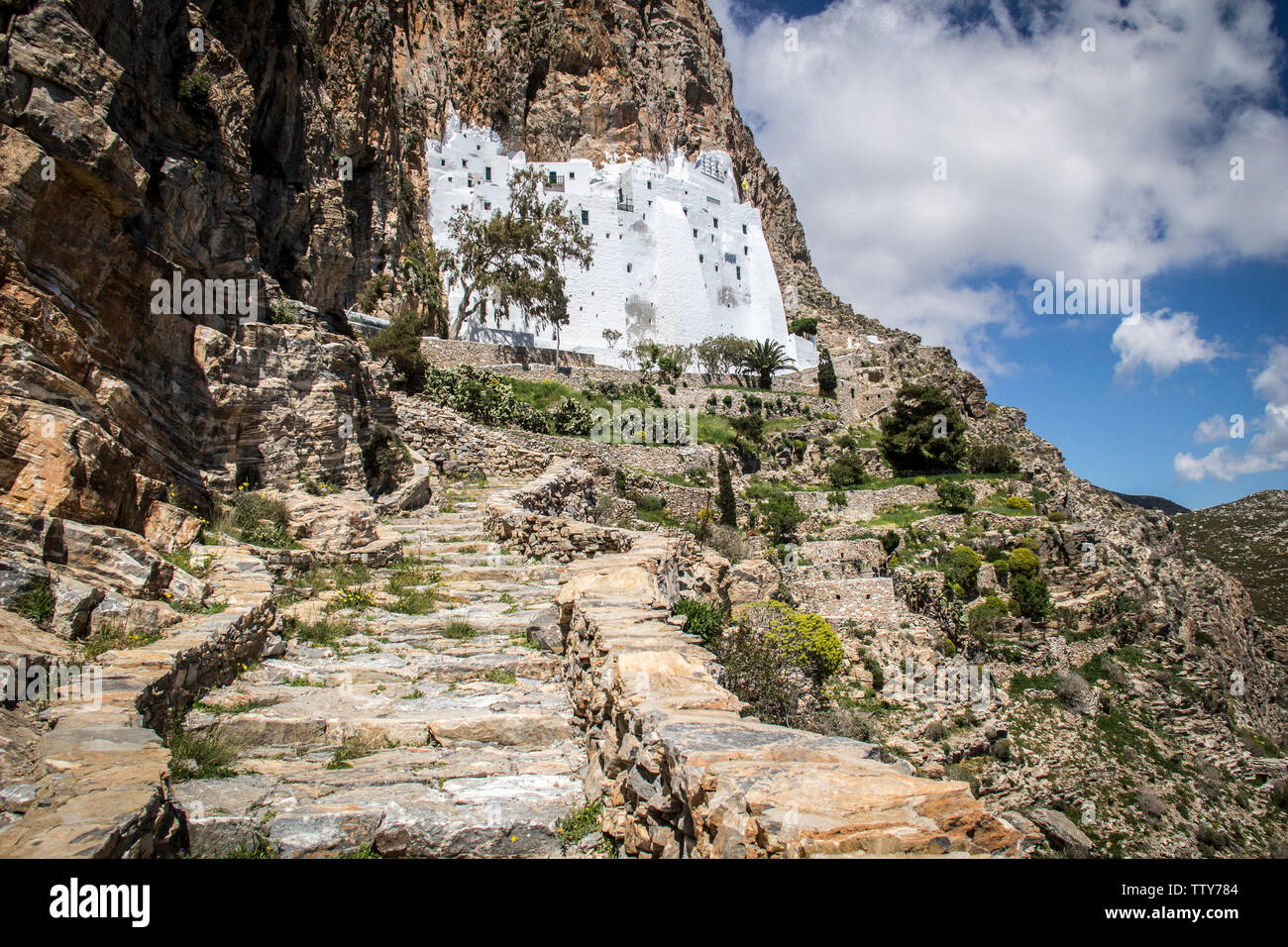 Griechenland, Kykladen Amorgos Insel: Kloster Panagia Hozoviotissa Stockfoto