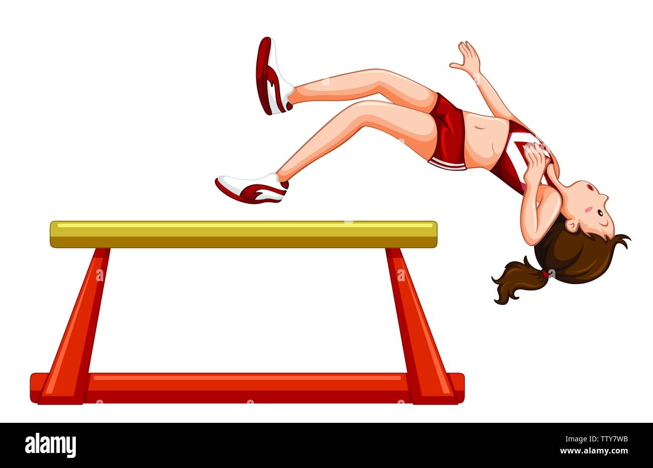 Mädchen fallen weg Gymnastik Strahl Abbildung Stock Vektor