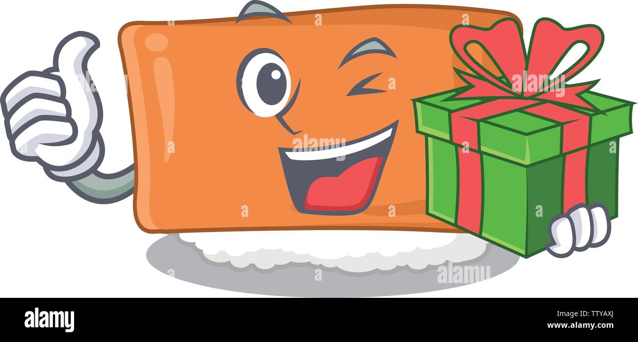 Mit Geschenk inari Sushi ist cartoon Board serviert Stock Vektor