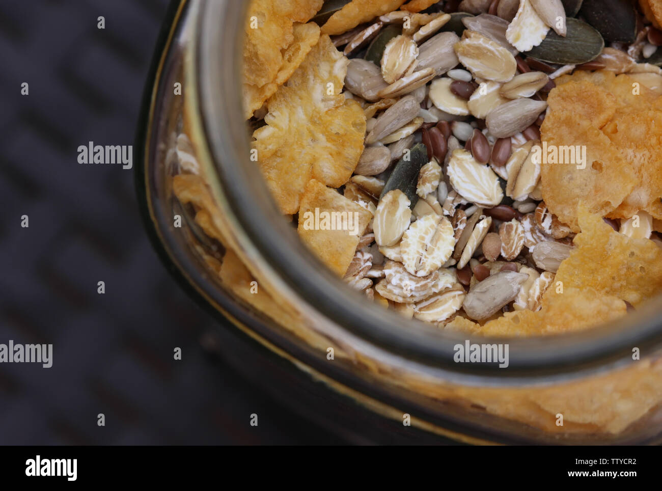 Müsli Müsli in einem Glas Stockfoto