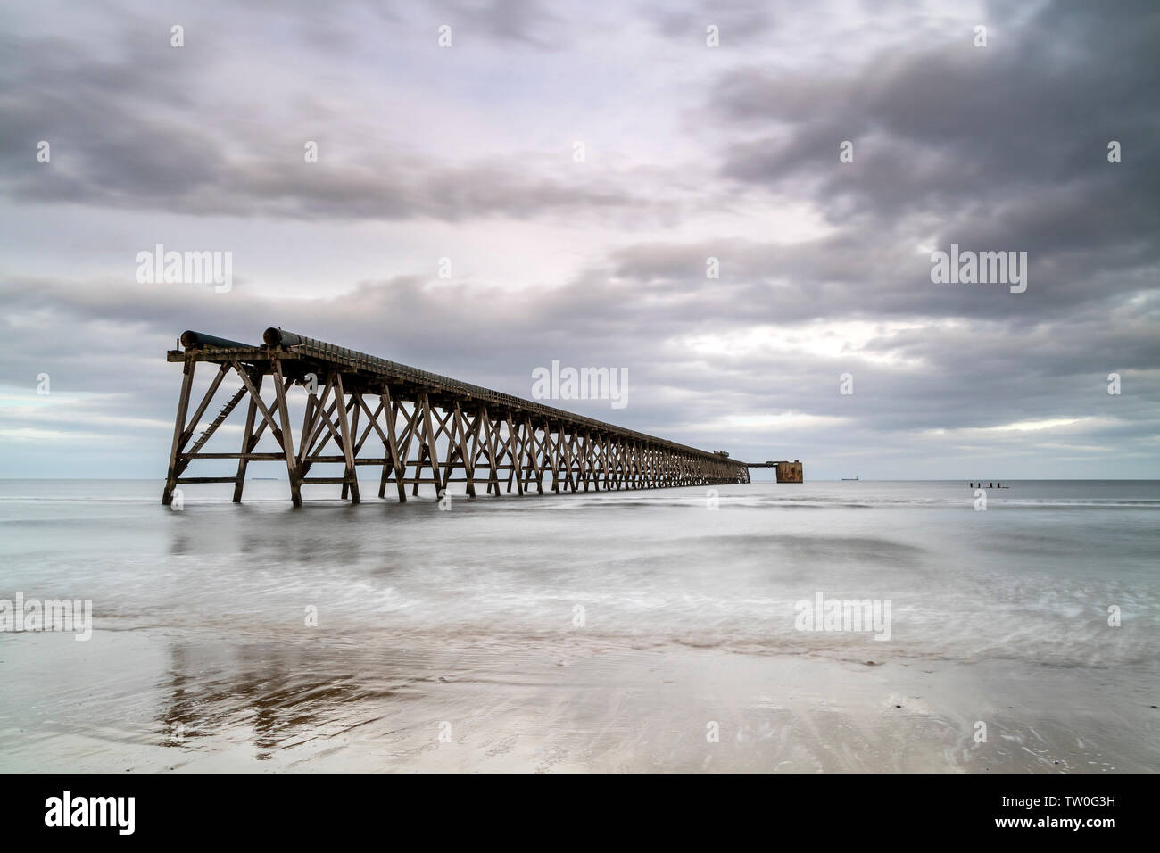 Die stillgelegte Steetley Pier, Hartlepool, County Durham, UK. Stockfoto