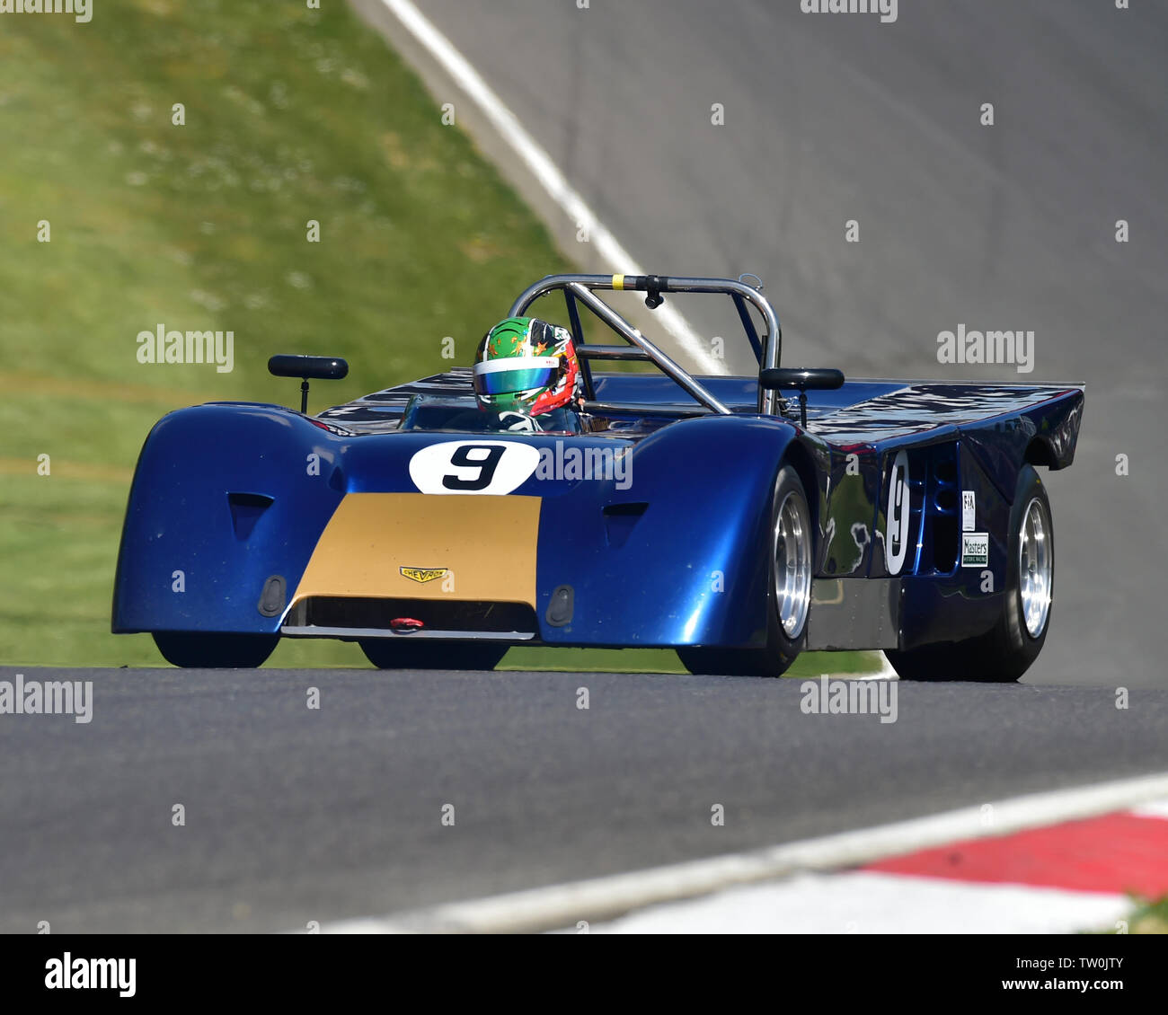 Nick Padmore, Joachim Folch Rusinol, Chevron B19, FIA Meister historischen Sportwagen Meisterschaft, Meister Historisches Festival, Brands Hatch, Mai 2019. Br Stockfoto