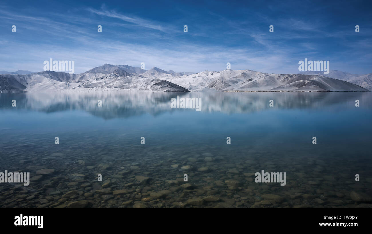 Landschaft von Baisha See in Tashkurgan, Xinjiang Stockfoto