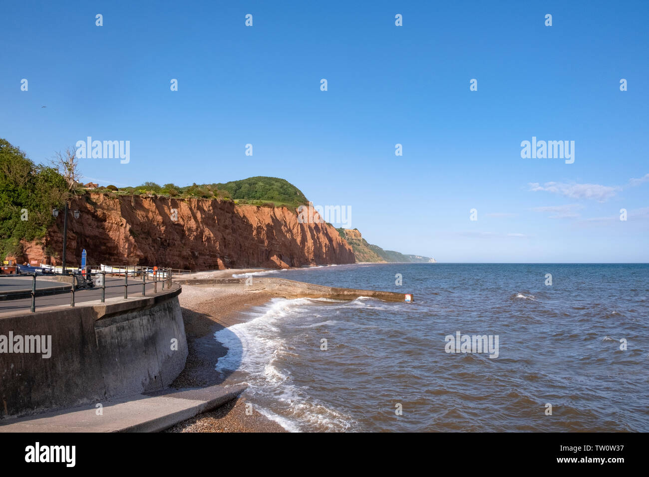 Honiton, Devon, UK, helling zum Strand im Sommer Abend. Teil der Jurassic Coast und South West Coast Path. Stockfoto