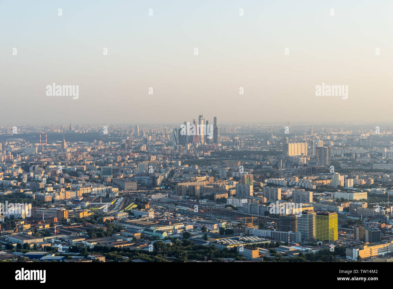 Moskau, Russland - May 27, 2015: Moscow City Blick vom Fernsehturm Ostankino Stockfoto