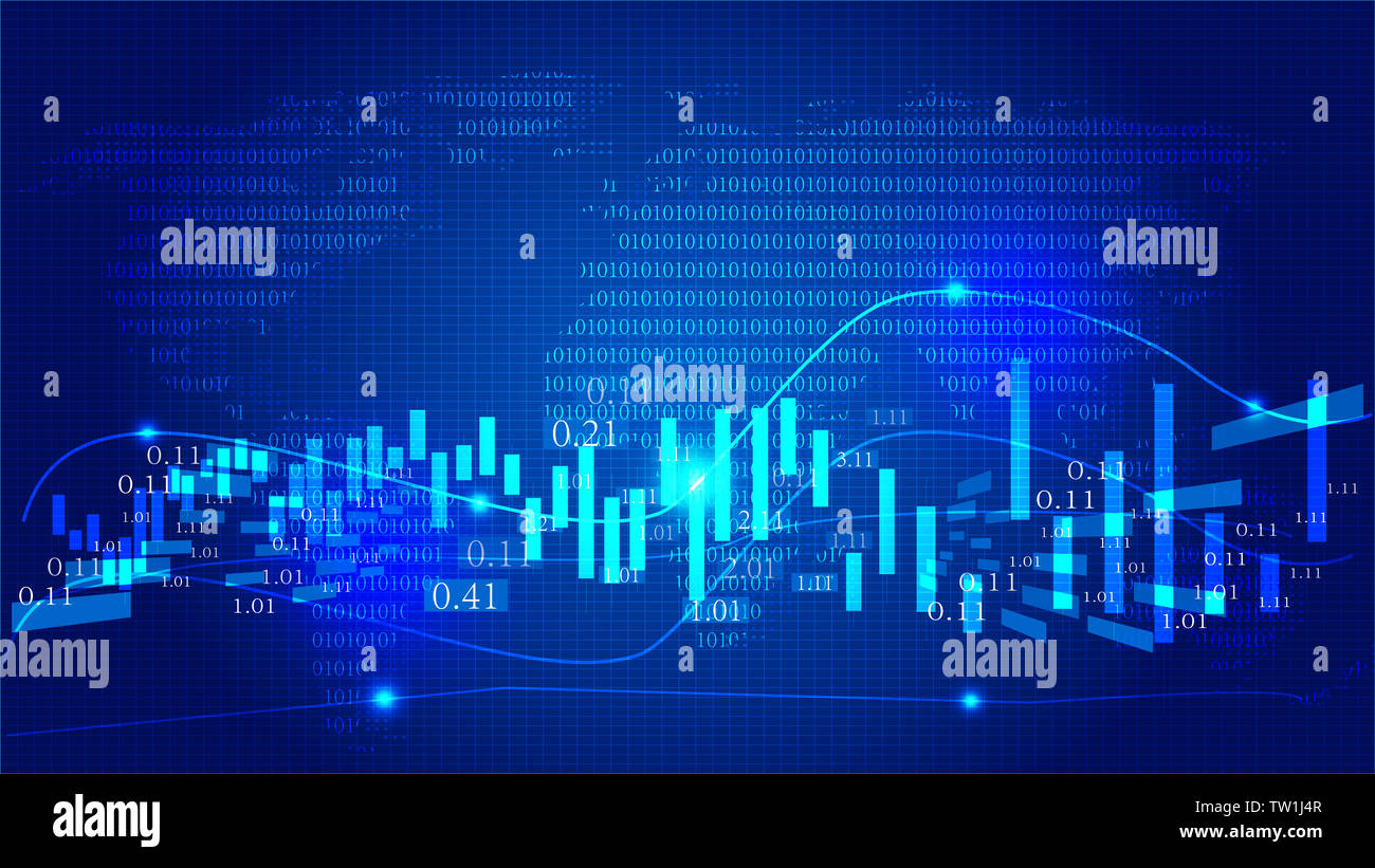 Digitale Landkarte mit k-line chart Bau finanzielle Kurve Hintergrund Stockfoto