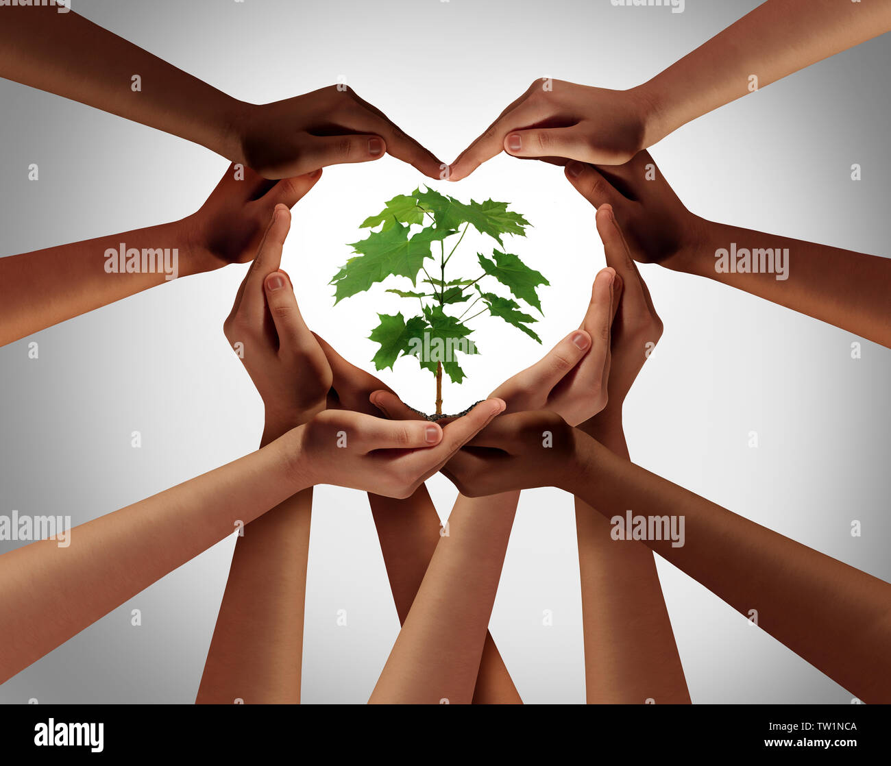 Liebe Konzept oder Tag der Erde globale Vielfalt unterstützen Feier als Symbol für Freundschaft und freiwillige Spende, als eine Gruppe von unterschiedlich. Stockfoto
