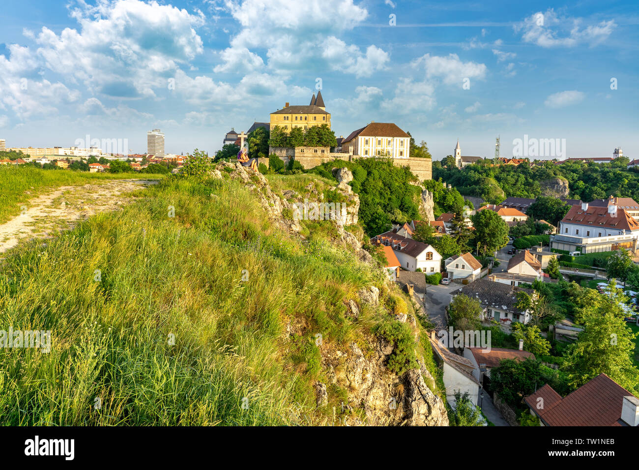 Castle hill Klippe in Veszprem, Ungarn. Stockfoto