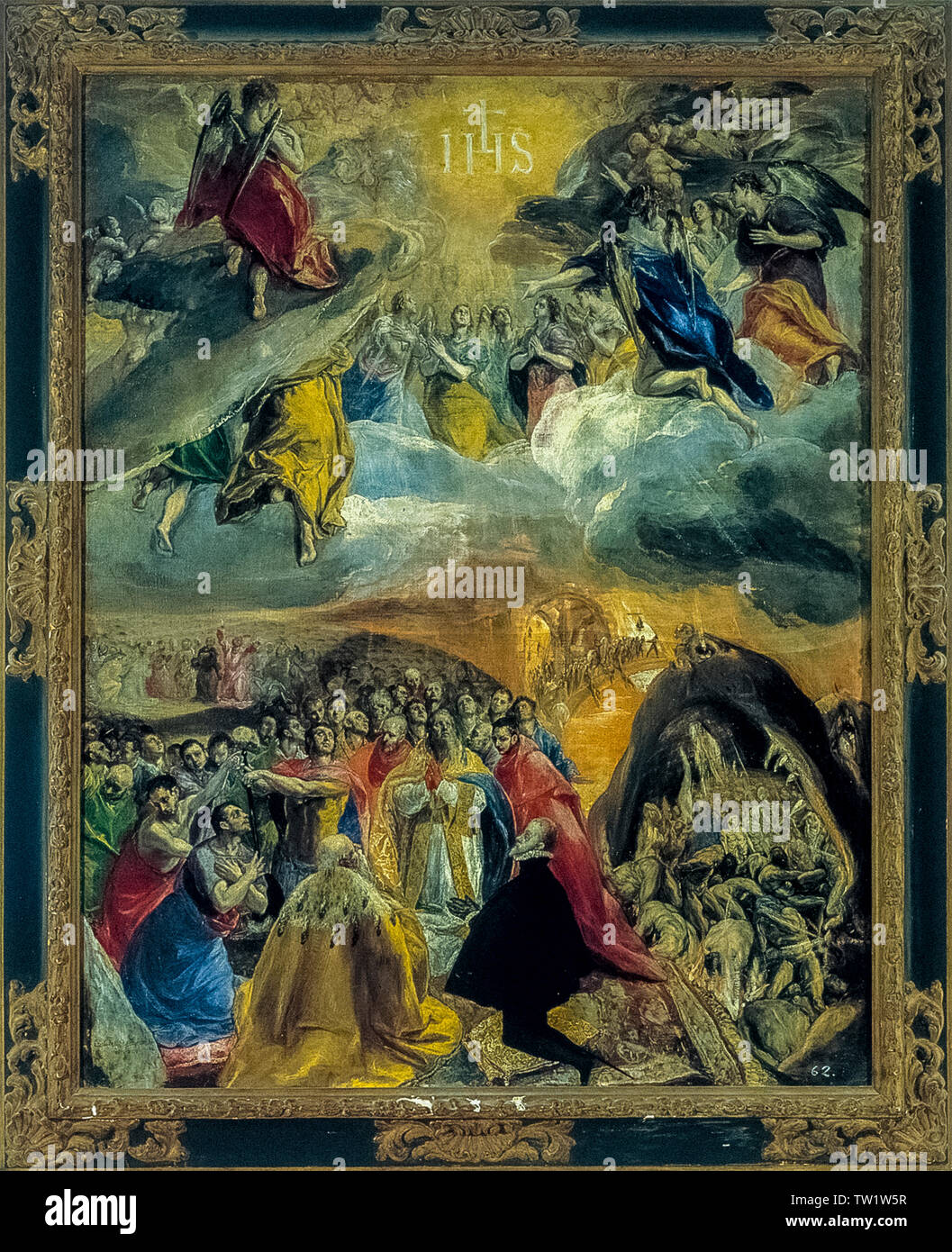 , Domenikos Theotokopoulos (El Greco) Die Verehrung des Namens Jesu, 1577-9 - Monasterio de San Lorenzo de El Escorial, Patrimonio Nacional, Madrid Stockfoto