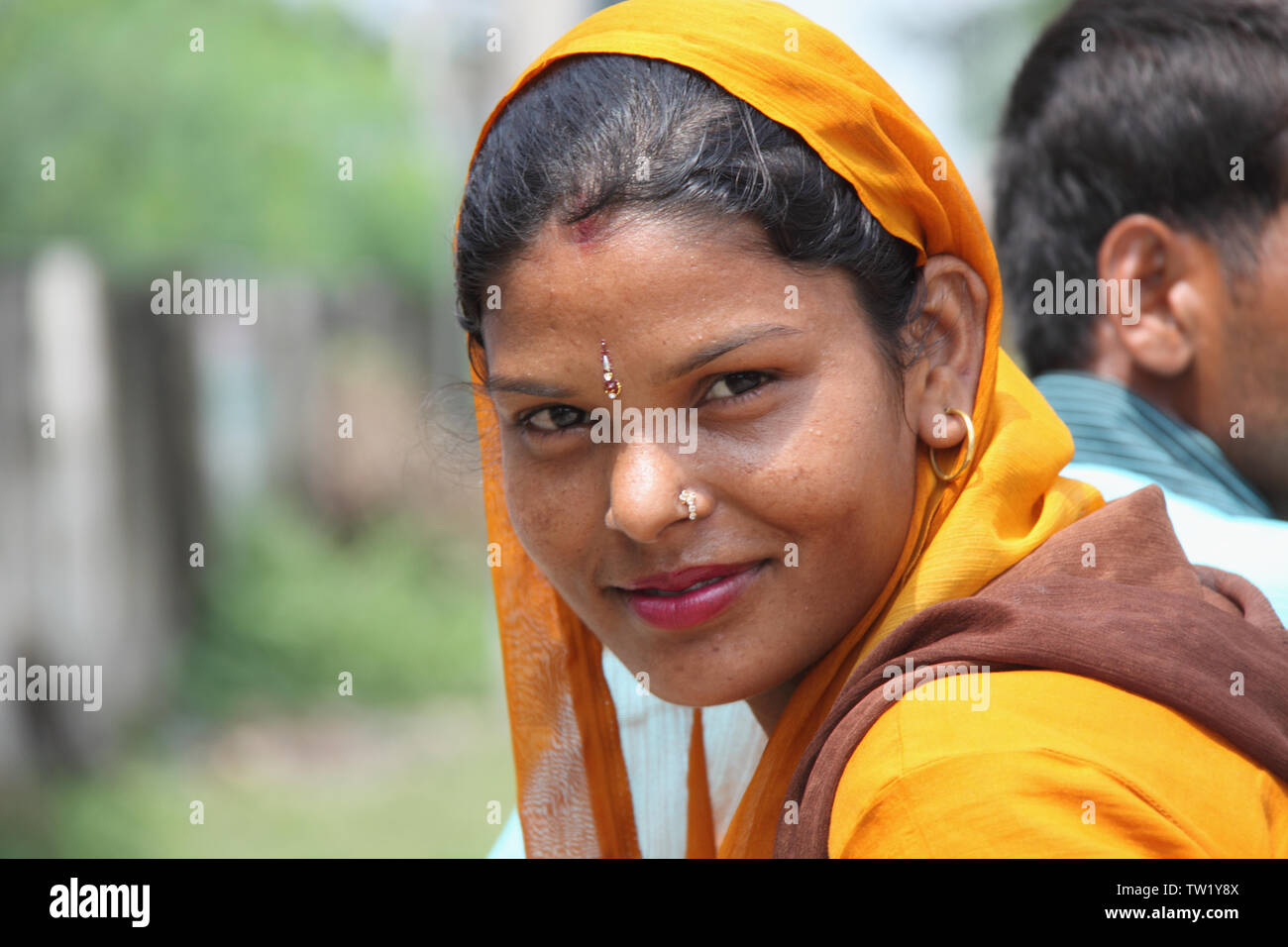 Porträt einer lächelnden Frau, Indien Stockfoto