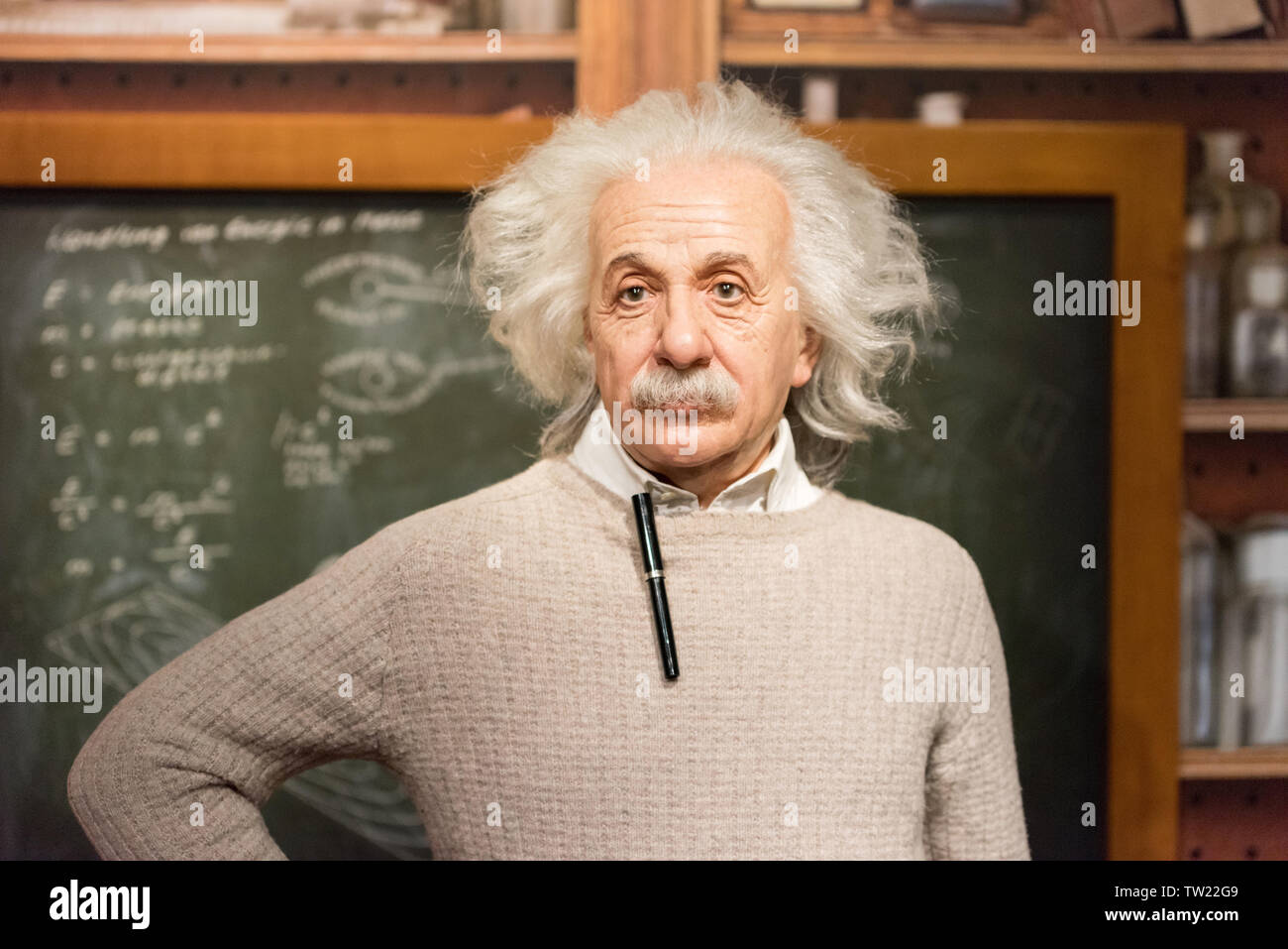 ISTANBUL, Türkei - 16. MÄRZ 2017: Albert Einstein Wachsfigur bei Madame Tussauds Museum in Istanbul. Stockfoto