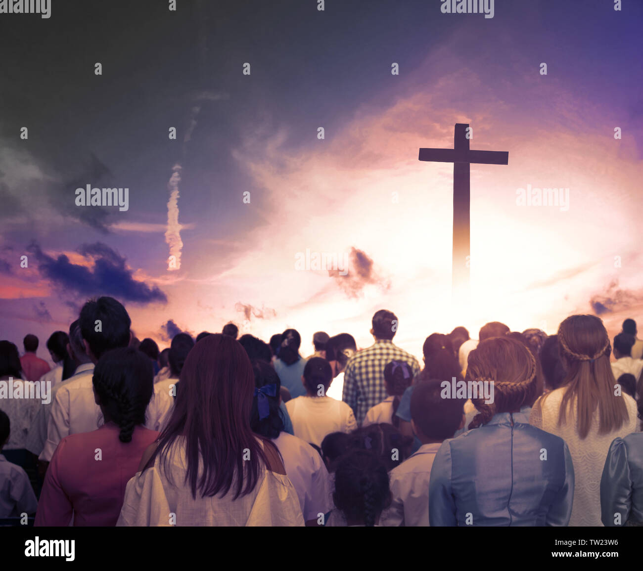 Der christliche Gottesdienst das Konzept des Lobes Stockfoto