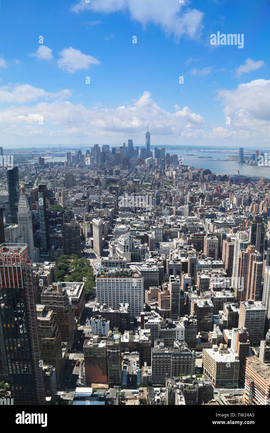 Epische Blick vom Empire State Gebäude von Manhattan und von OWO, New York City, New York, USA Stockfoto