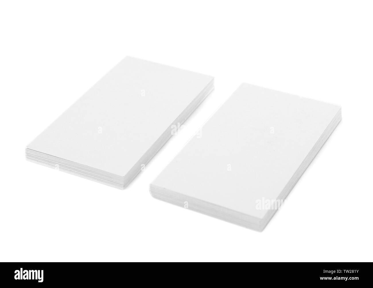 Leeres Papier Karten für das Branding auf weißem Hintergrund Stockfoto