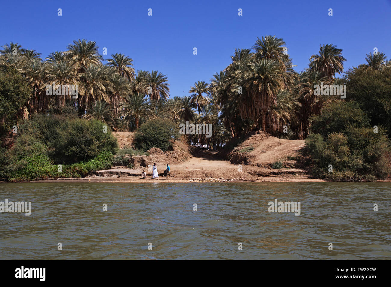 Sudan Dorf am Nil. Stockfoto