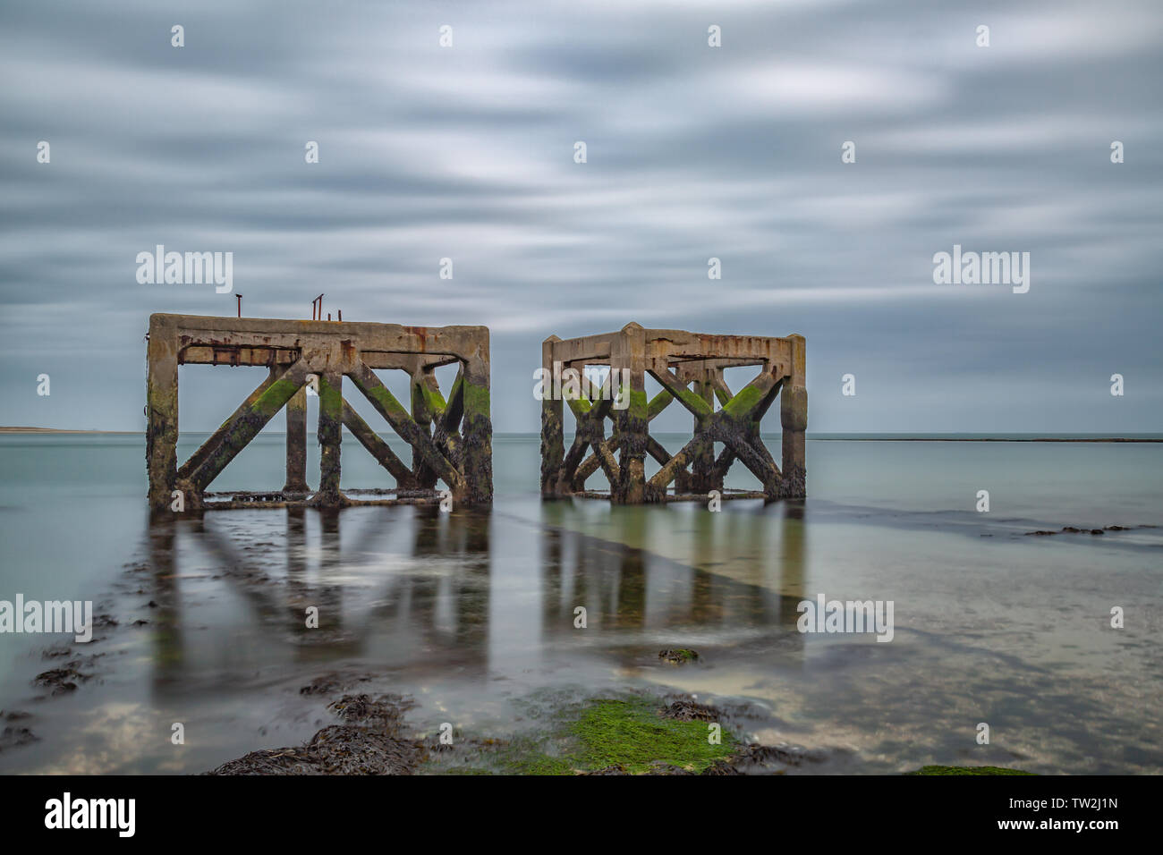 Historische Überreste in Langstone Hafen in der Nähe von Portsmouth aus Fort Cumberland Stockfoto