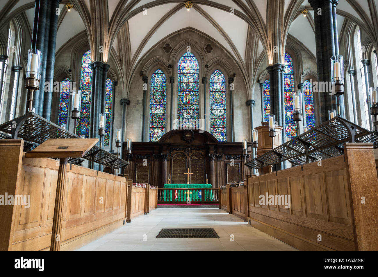 London - 7. Juli 2014: Innenraum der Temple Church mit keine Personen Stockfoto