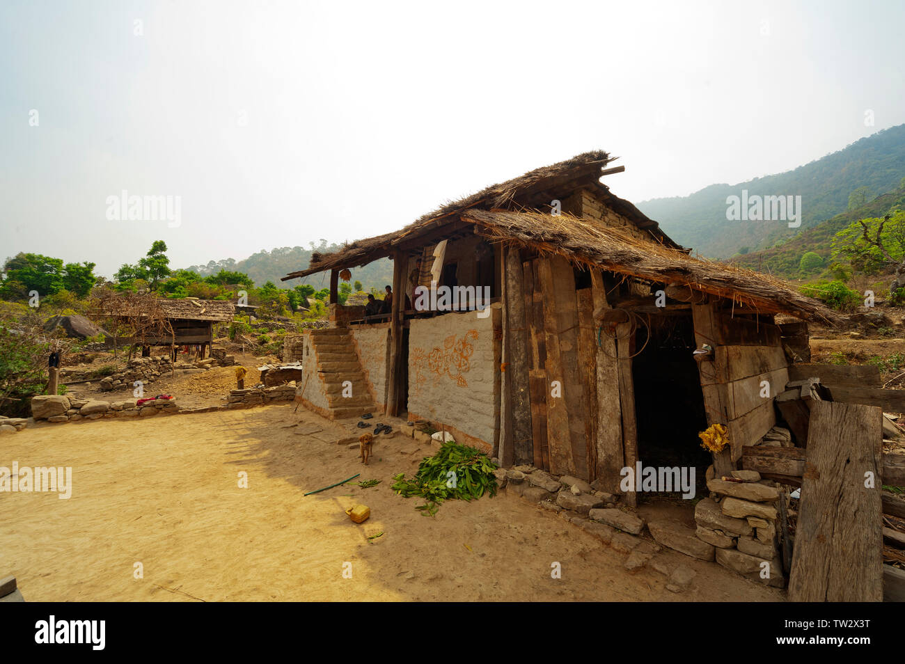 Typisches Haus auf den abgelegenen Dörfern in Kumaon Hügel, Kot Kendri Dorf, Uttarakhand, Indien Stockfoto
