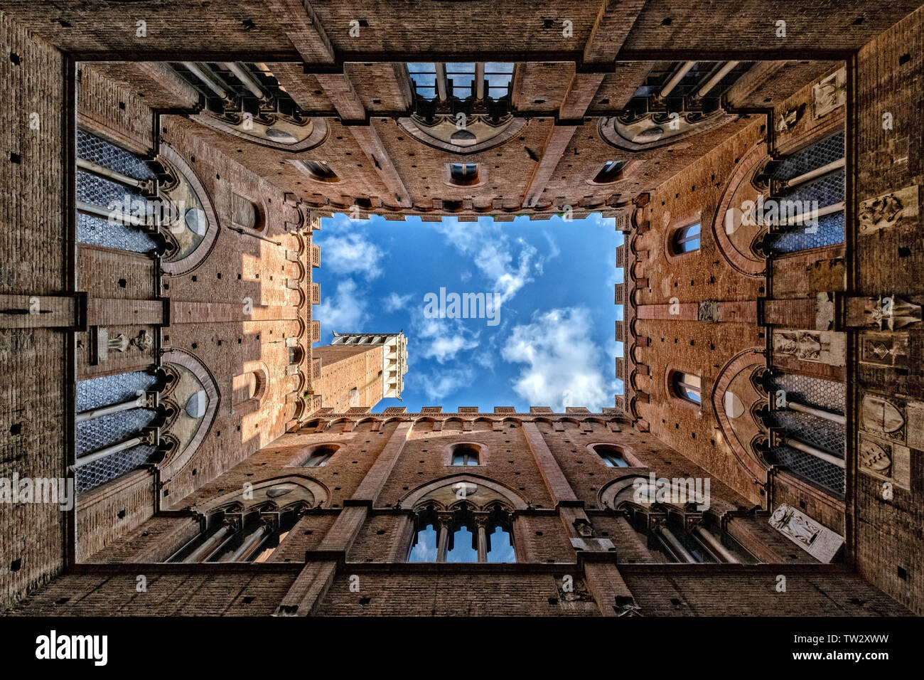 Italien Toskana Siena Piazza del Campo - Palazzo Pubblico Stockfoto