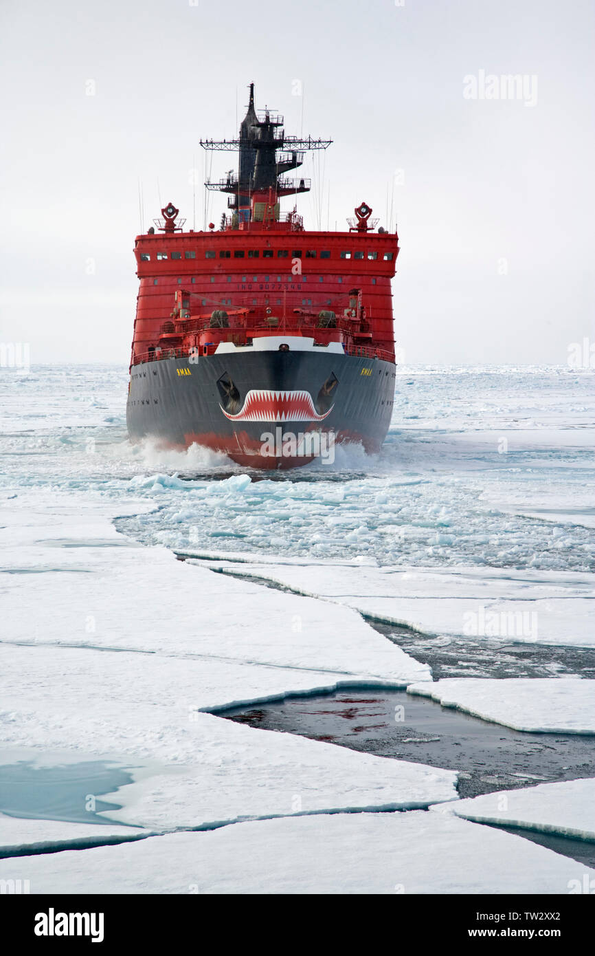 Russischen Eisbrecher Yamal in der russischen Arktis. Stockfoto