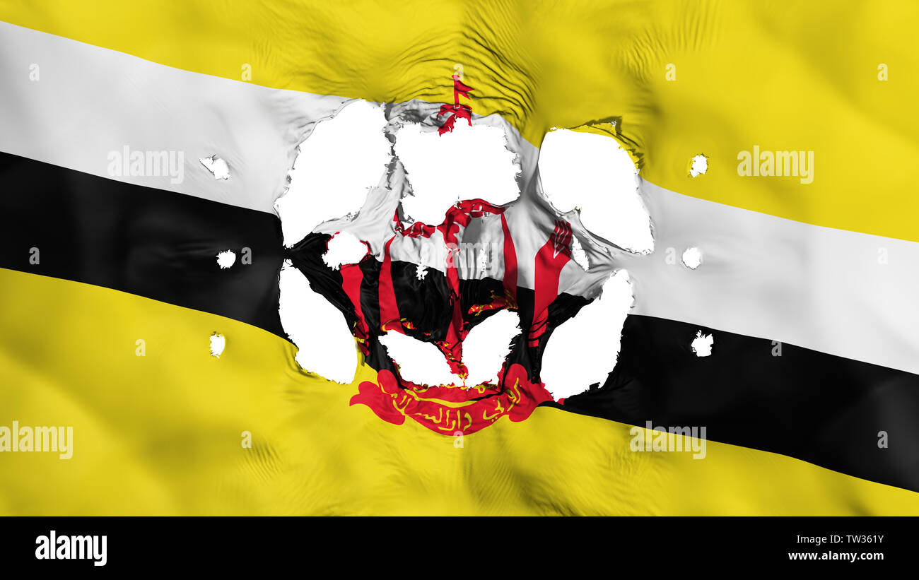 Löcher in Brunei Flagge Stockfoto