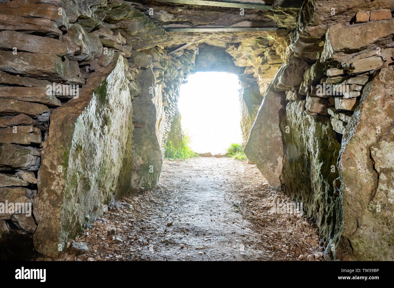 Stoney Littleton Neolithischen gekammert Long Barrow in der Nähe von Wellow in Somerset, Großbritannien Stockfoto