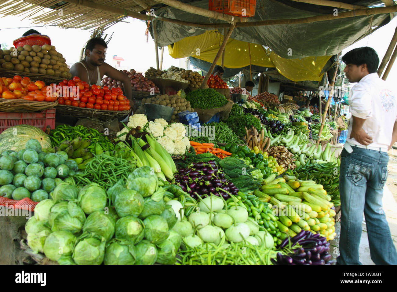 Gemüsestall, Indien Stockfoto