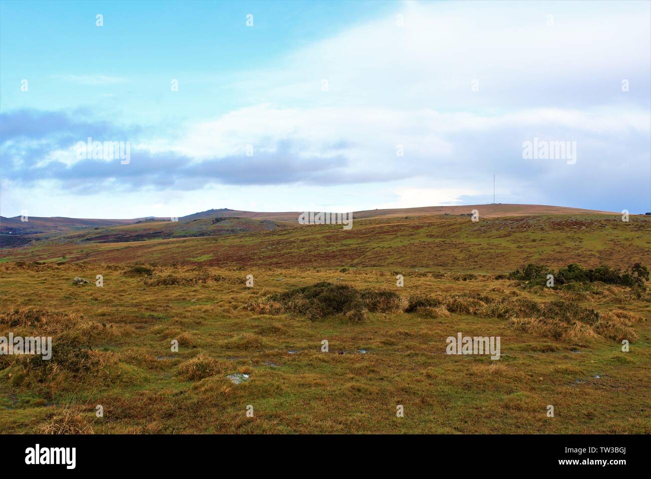 Nassen und wilden Dartmoor im Winter, zwischen den Städten Dousland und Princetown, Devon. Stockfoto