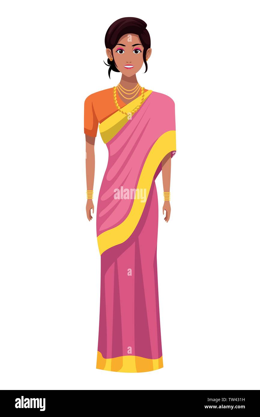 Indische Frau, die traditionelle hinduistische Kleidung Stock Vektor